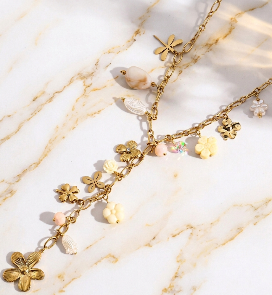 Collier en Y TALIA  "Bohème Florale". 🌸