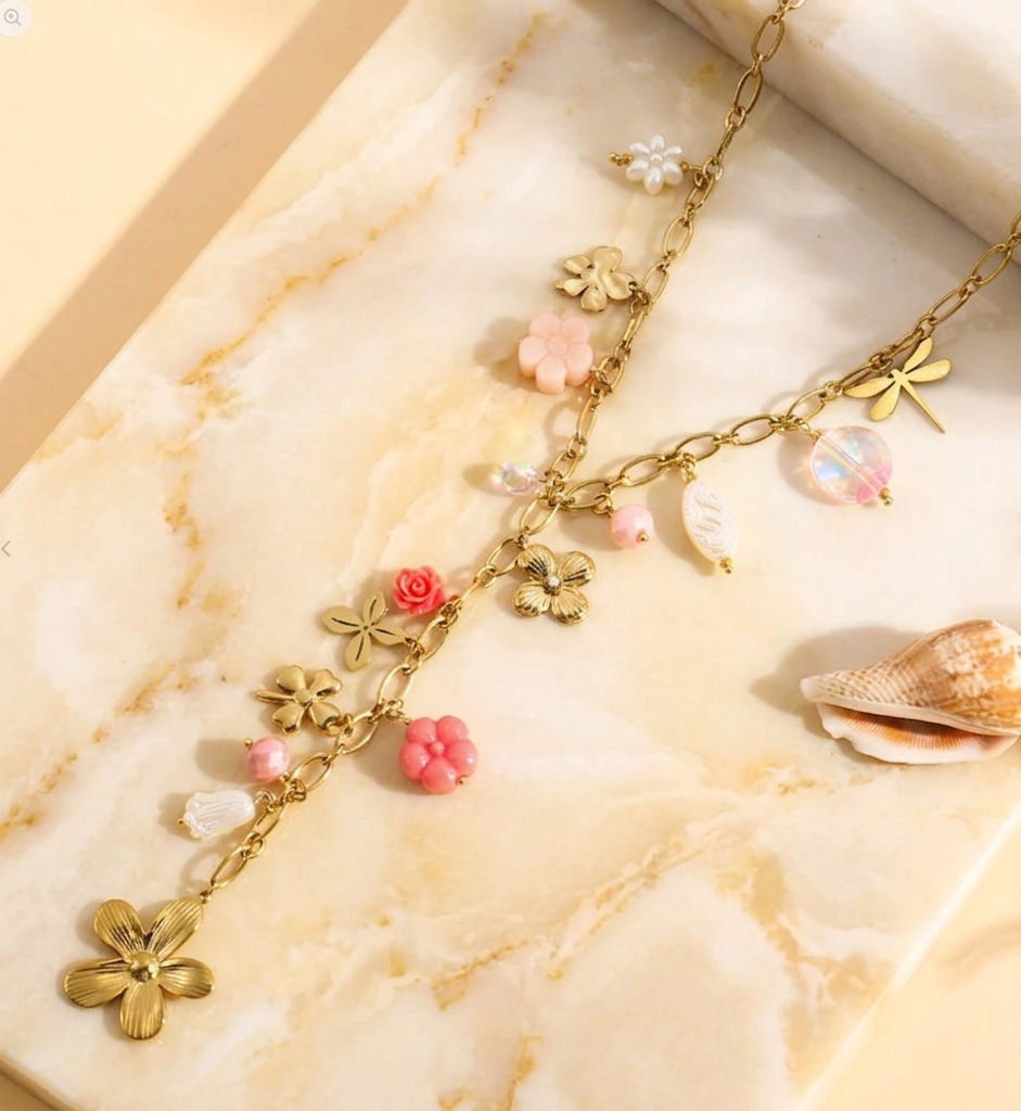 Collier en Y TALIA  "Bohème Florale". 🌸